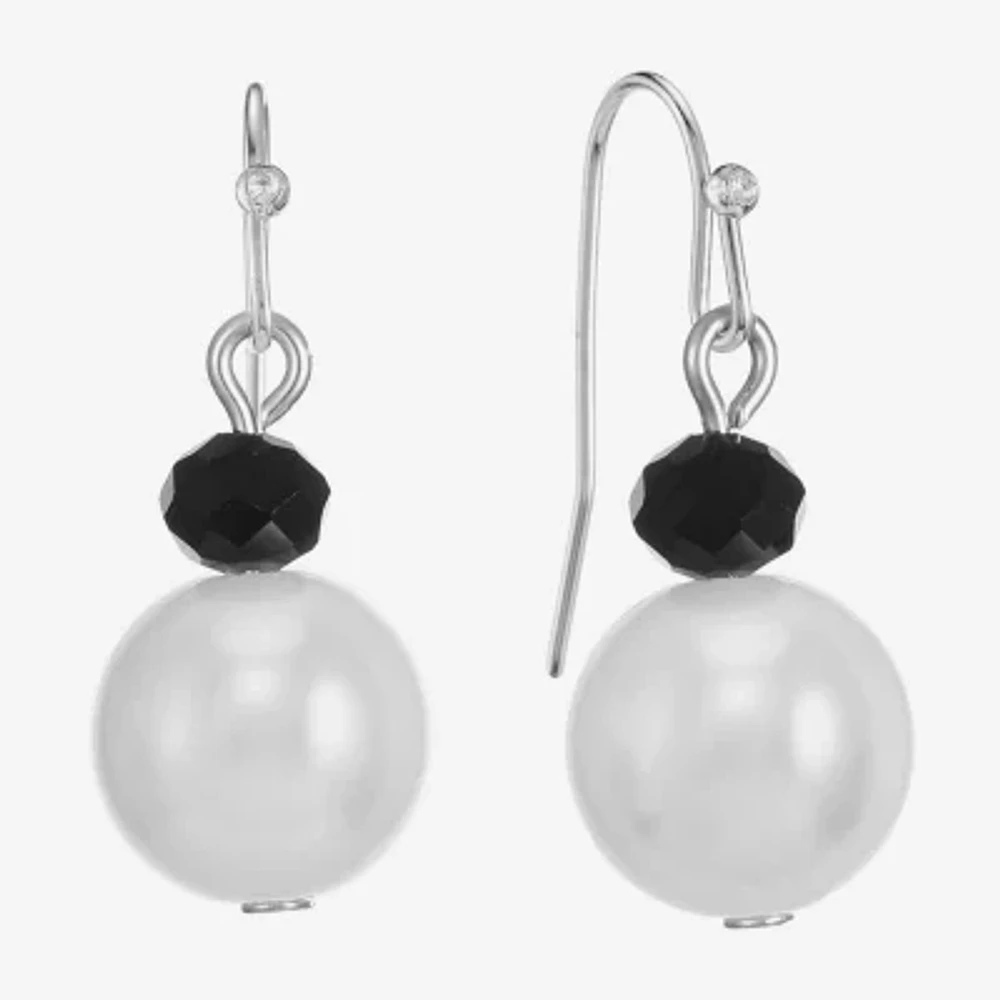 Mixit Silver Tone Simulated Pearl Drop Earrings