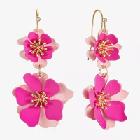 Liz Claiborne Double Flower Drop Earrings