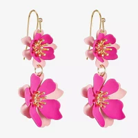 Liz Claiborne Double Flower Drop Earrings