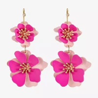 Liz Claiborne Double Flower Drop Earrings