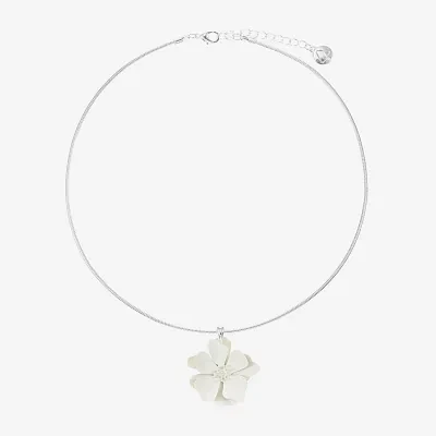 Liz Claiborne 17 Inch Omega Flower Pendant Necklace