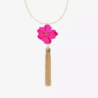 Liz Claiborne Tassel 32 Inch Curb Flower Pendant Necklace