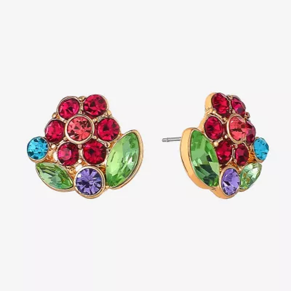 Monet Jewelry Gold Tone Glass 16.7mm Flower Stud Earrings
