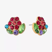 Monet Jewelry Gold Tone Glass 16.7mm Flower Stud Earrings