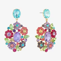 Monet Jewelry Gold Tone Womens Multi Color Glass Flower Hypoallergenic Drop Earrings
