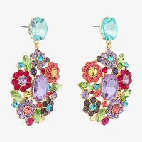 Monet Jewelry Gold Tone Womens Multi Color Glass Flower Hypoallergenic Drop Earrings