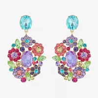 Monet Jewelry Gold Tone Womens Multi Color Glass Flower Hypoallergenic Drop Earrings