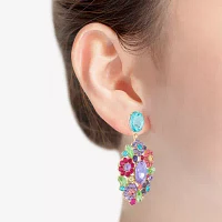 Monet Jewelry Gold Tone Womens Multi Color Glass Flower Hypoallergenic Drop Earrings