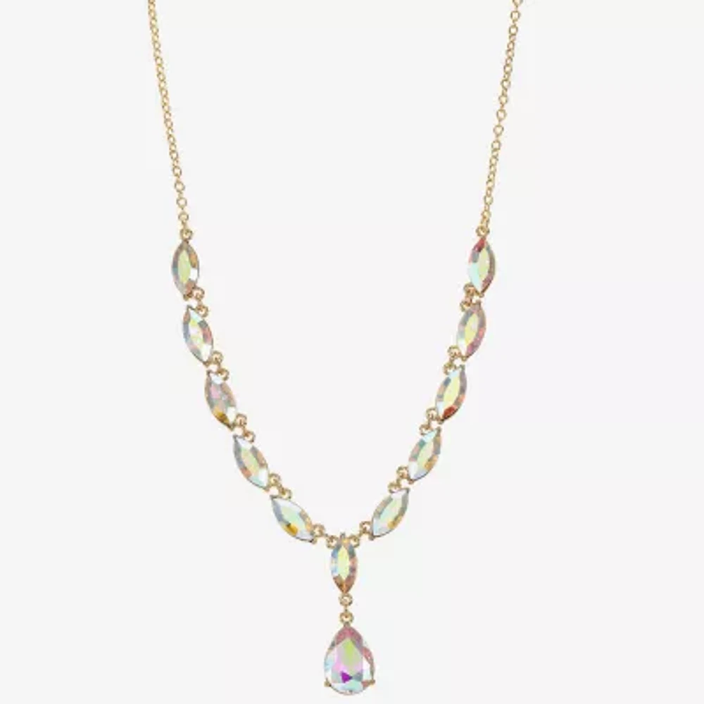 Monet Jewelry Gold Tone Womens Glass 17 Inch Y Necklace