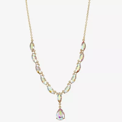 Monet Jewelry Gold Tone Womens Glass 17 Inch Y Necklace