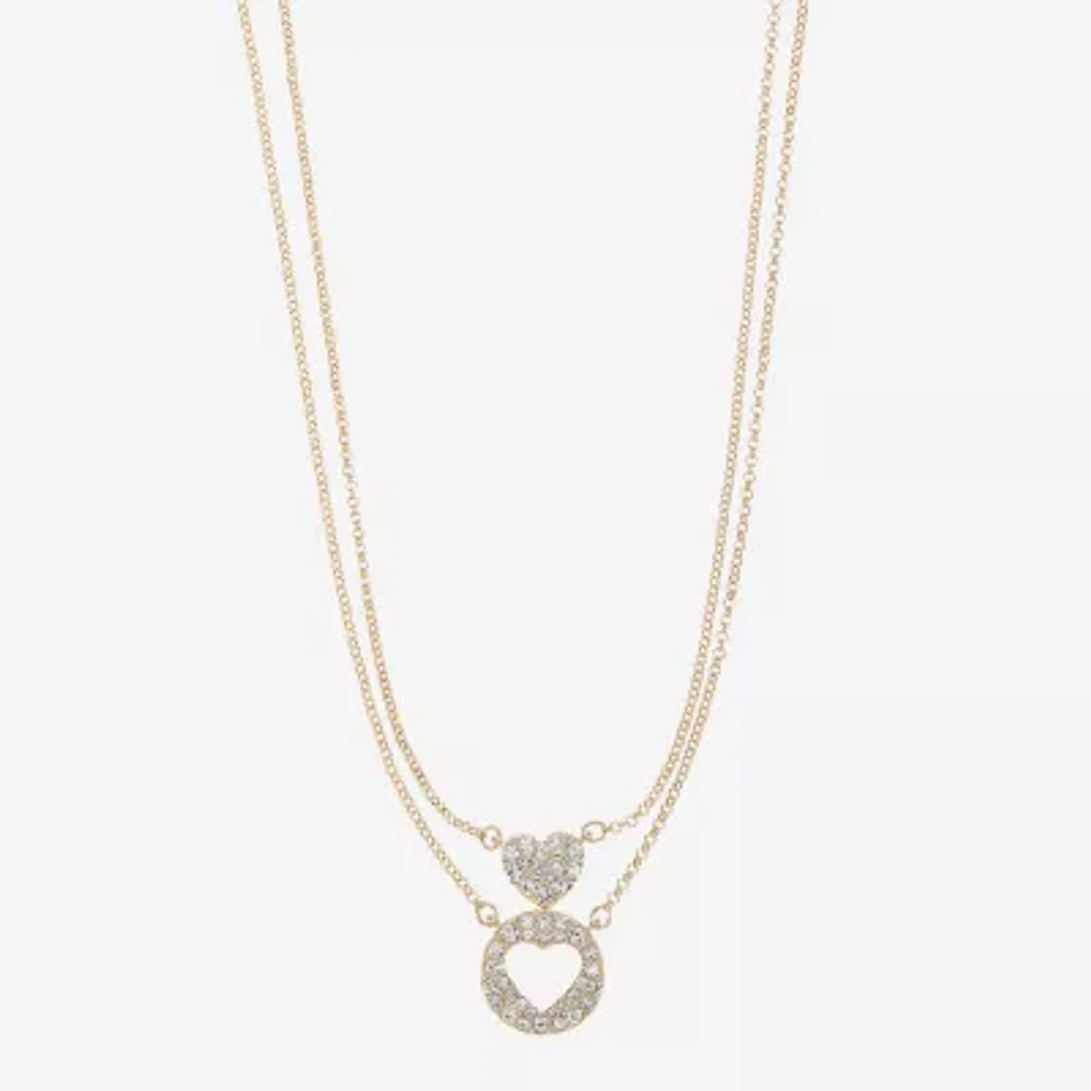 Liz Claiborne Womens 2-pc. Glass Heart Necklace Set
