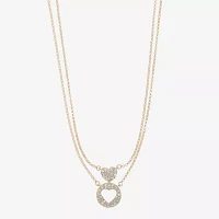 Liz Claiborne Womens 2-pc. Glass Heart Necklace Set