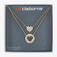 Liz Claiborne Womens 2-pc. Glass Heart Necklace Set