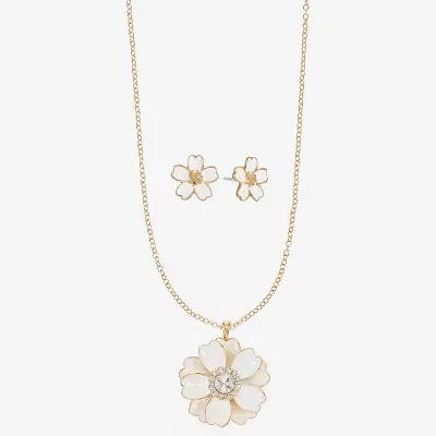 Liz Claiborne Gold Tone 2-pc. Glass Flower Jewelry Set