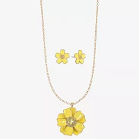 Liz Claiborne Gold Tone Womens Glass Flower Hypoallergenic 2-pc. Jewelry Set