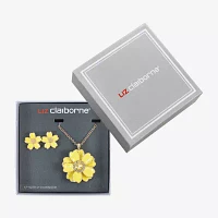 Liz Claiborne Gold Tone Womens Glass Flower Hypoallergenic 2-pc. Jewelry Set