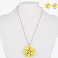 Liz Claiborne Gold Tone Womens Glass Flower Hypoallergenic 2-pc. Jewelry Set