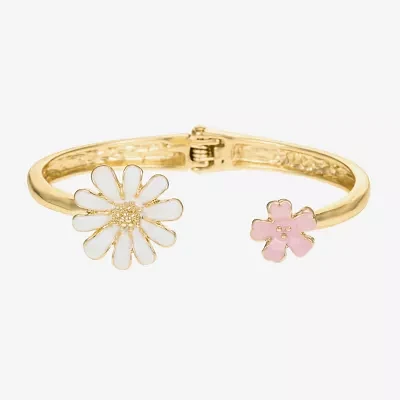 Liz Claiborne Gold Tone Flower Bangle Bracelet