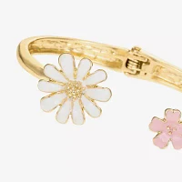 Liz Claiborne Gold Tone Flower Bangle Bracelet