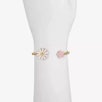 Liz Claiborne Gold Tone Flower Bangle Bracelet