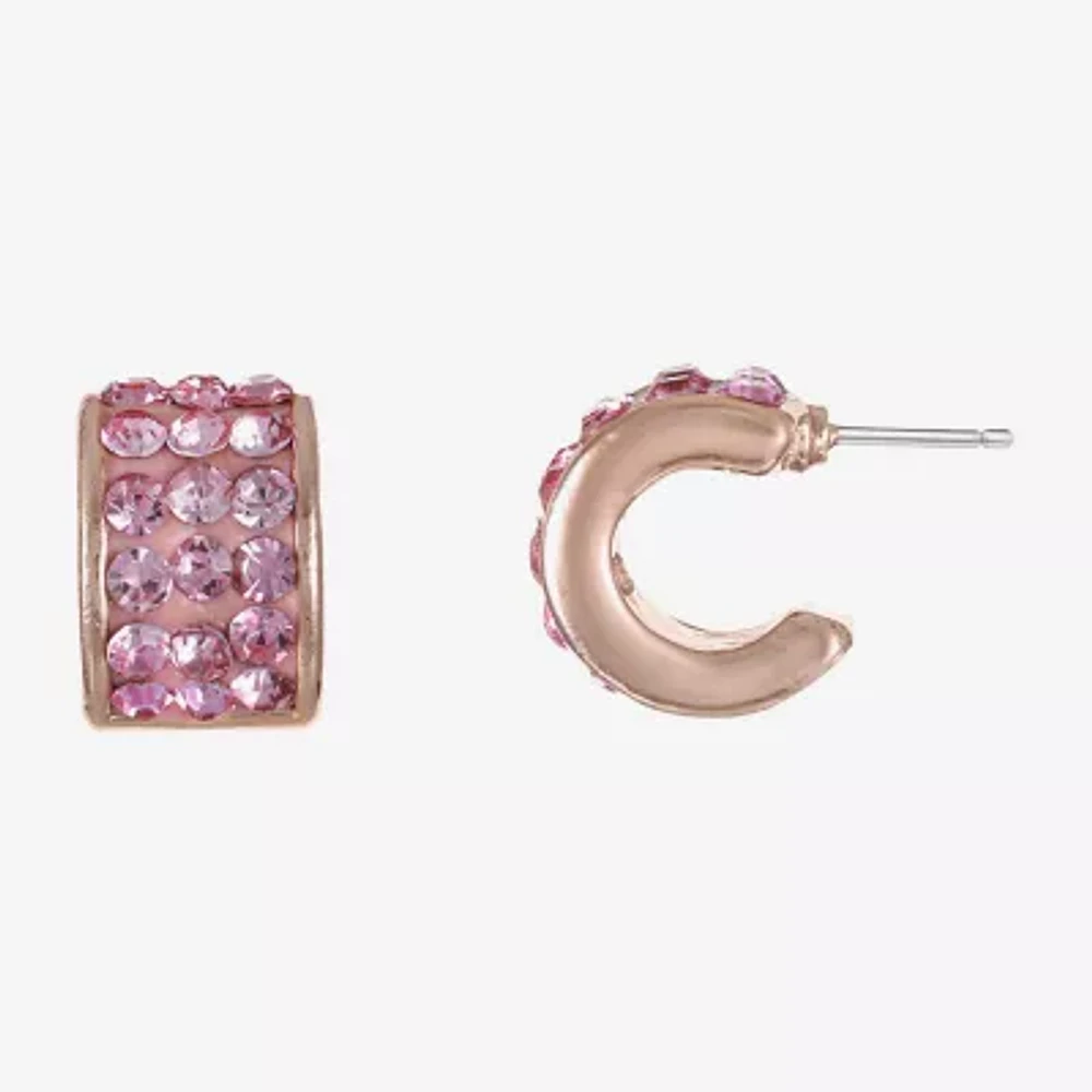 Monet Jewelry Pink Glass 13mm Hoop Earrings