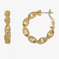 Monet Jewelry Twisted Womens 30mm Hypoallergenic Hoop Earrings