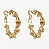 Monet Jewelry Twisted Womens 30mm Hypoallergenic Hoop Earrings