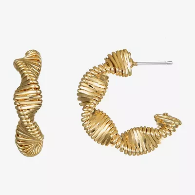 Monet Jewelry Twisted Womens 20mm Hypoallergenic Hoop Earrings