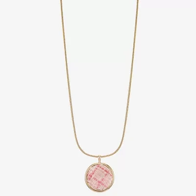 Monet Jewelry Gold Tone Tweed Womens Zinc Round Pendant Necklaces