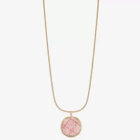 Monet Jewelry Gold Tone Tweed Womens Zinc Round Pendant Necklaces