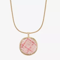 Monet Jewelry Gold Tone Tweed Womens Zinc Round Pendant Necklaces