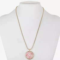 Monet Jewelry Gold Tone Tweed Womens Zinc Round Pendant Necklaces