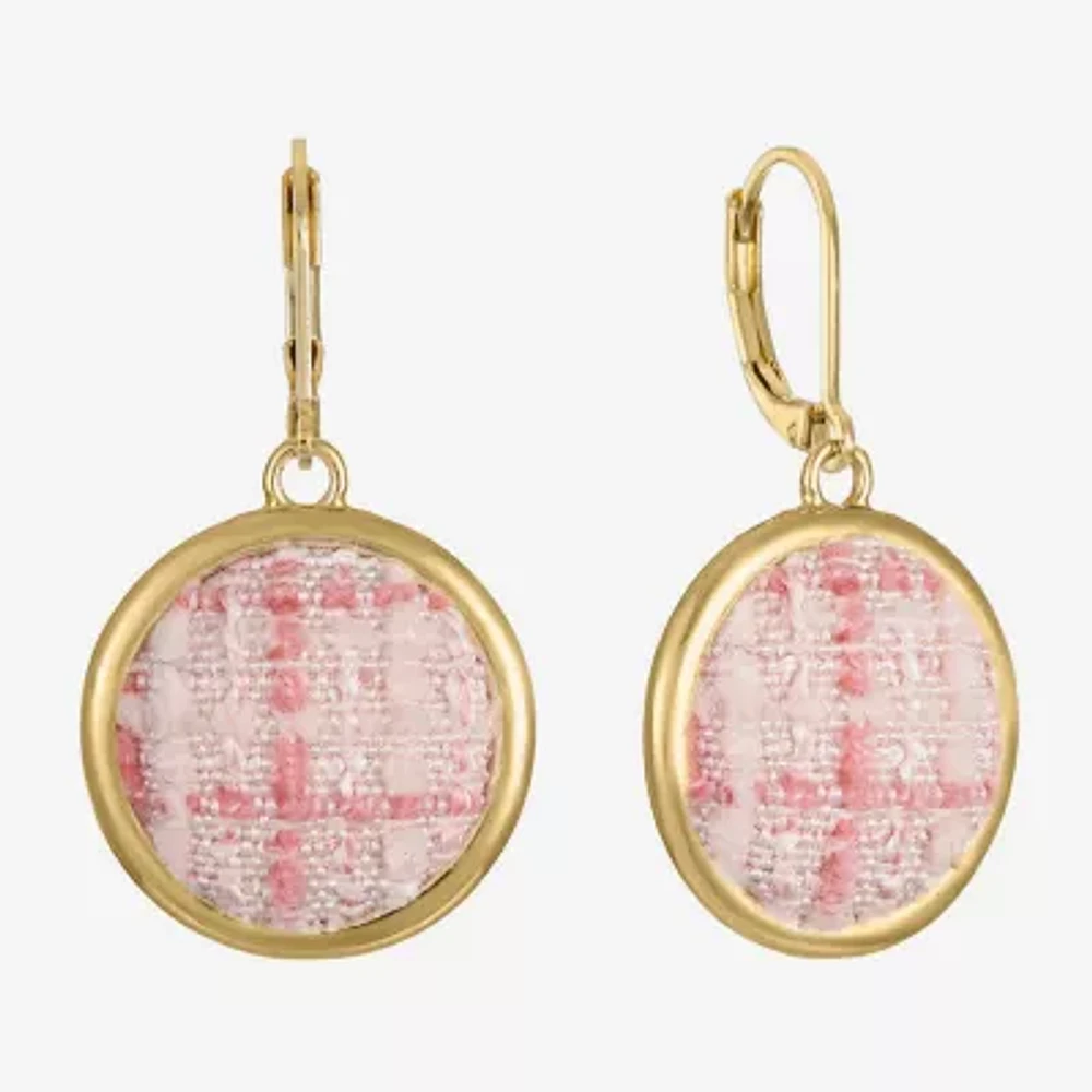Monet Jewelry Gold Tone Tweed Round Drop Earrings