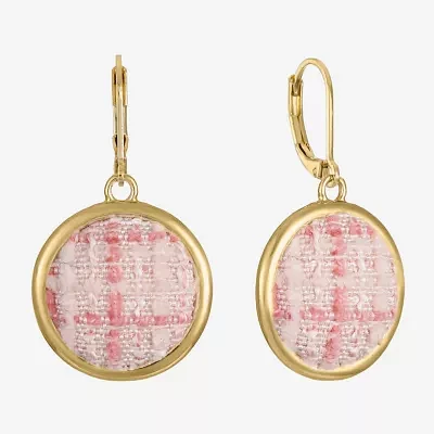 Monet Jewelry Gold Tone Tweed Round Drop Earrings