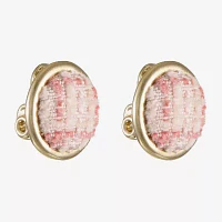 Monet Jewelry Gold Tone Tweed Round Clip On Earrings