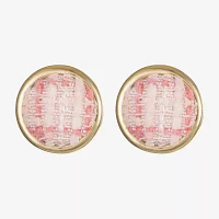 Monet Jewelry Gold Tone Tweed Round Clip On Earrings