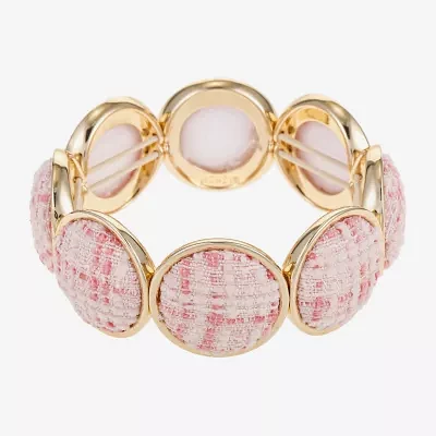 Monet Jewelry Gold Tone Tweed Round Stretch Bracelet