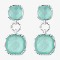 Monet Jewelry Pink Glass Cushion Drop Earrings