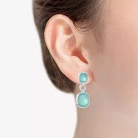 Monet Jewelry Pink Glass Cushion Drop Earrings