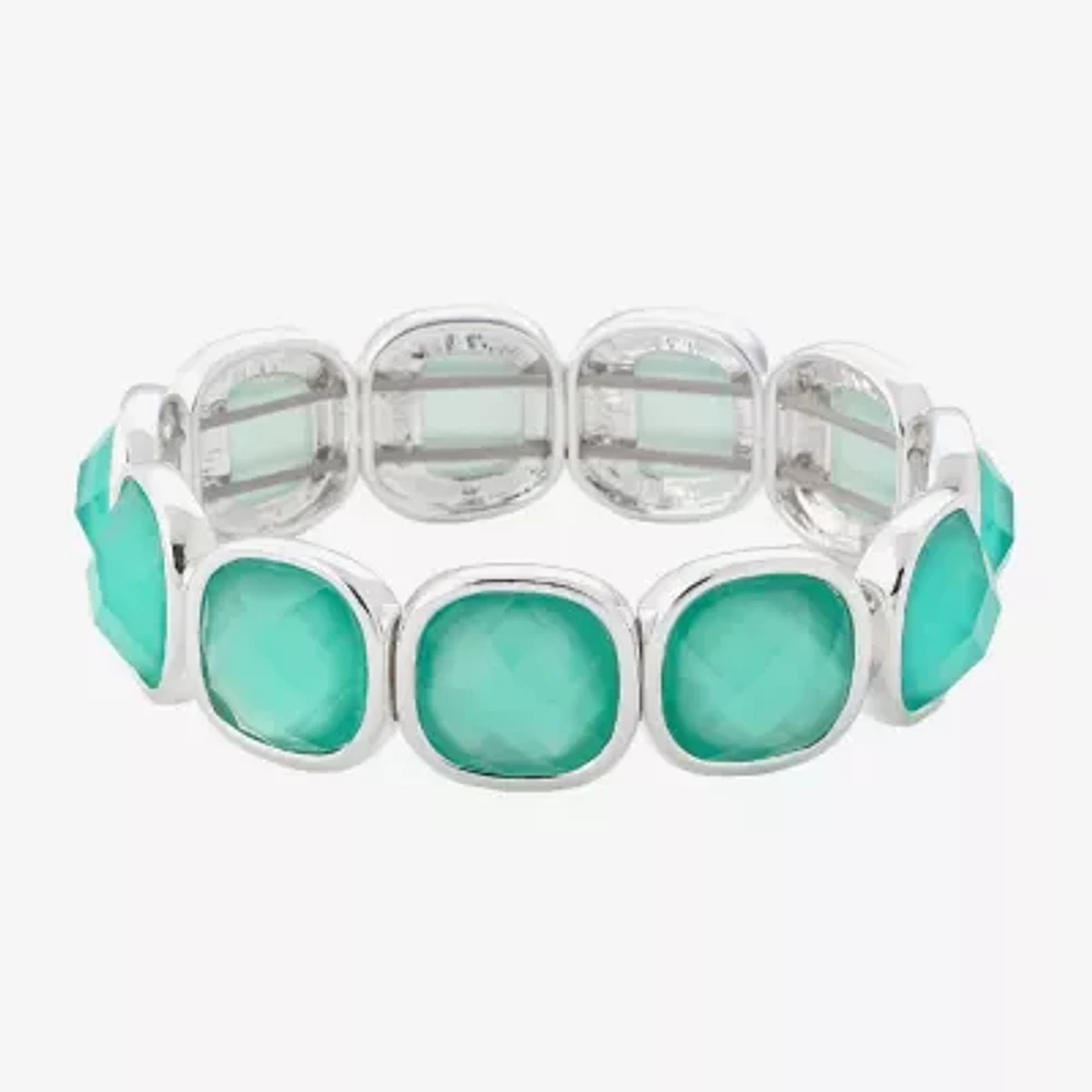 Monet Jewelry Womens Glass Cushion Stretch Bracelet