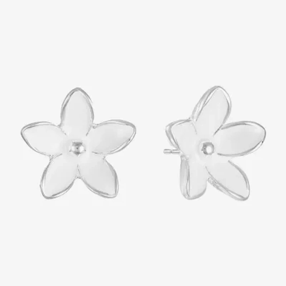 Liz Claiborne Simulated Pearl 17mm Flower Stud Earrings