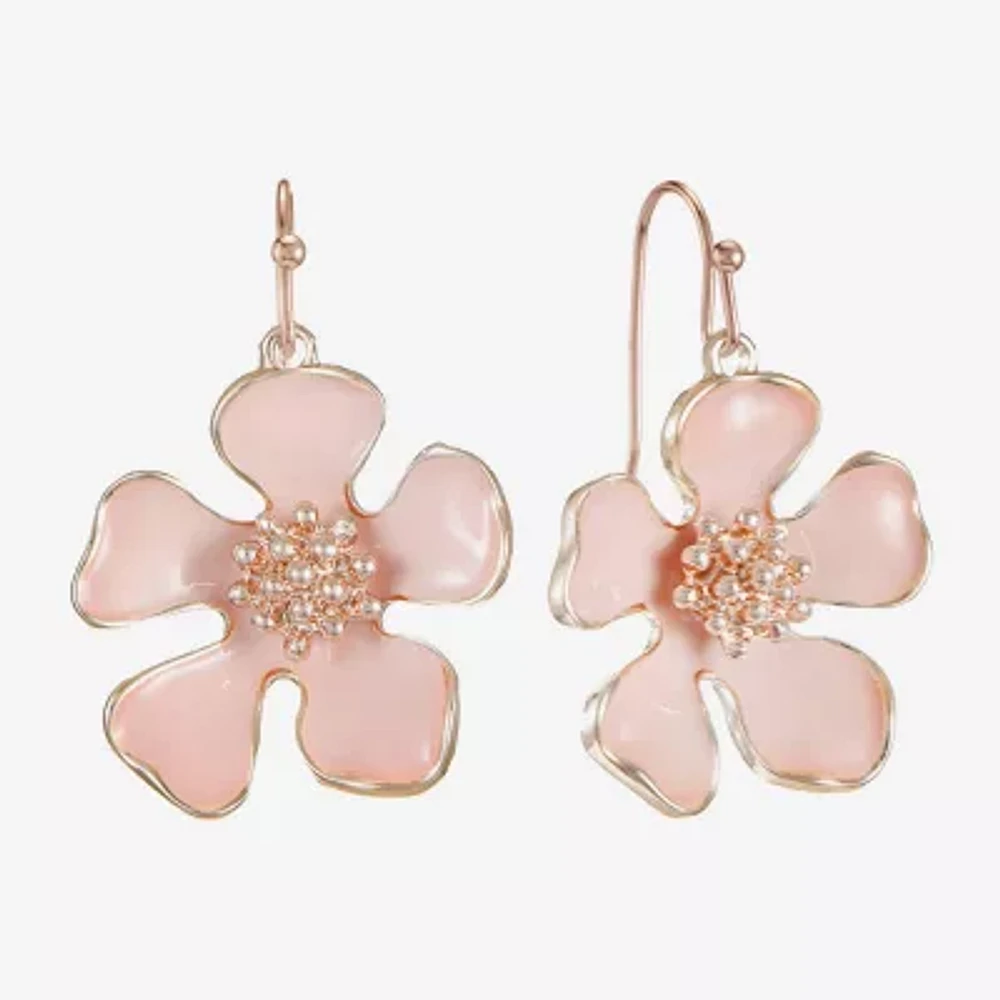 Liz Claiborne Simulated Pearl Flower Drop Earrings