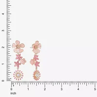 Liz Claiborne Womens Simulated Pearl Flower Hypoallergenic Drop Earrings
