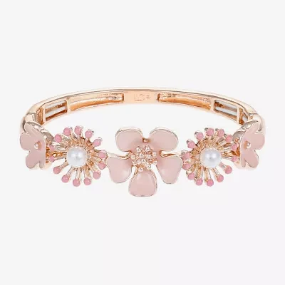 Liz Claiborne Simulated Pearl Flower Stretch Bracelet