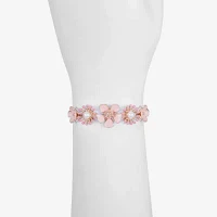 Liz Claiborne Simulated Pearl Flower Stretch Bracelet