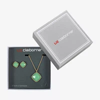 Liz Claiborne Pink Quartz Gold Tone Square Cushion 2-pc. Jewelry Set