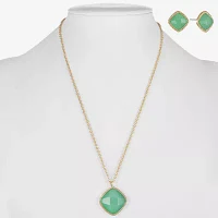Liz Claiborne Pink Quartz Gold Tone Square Cushion 2-pc. Jewelry Set