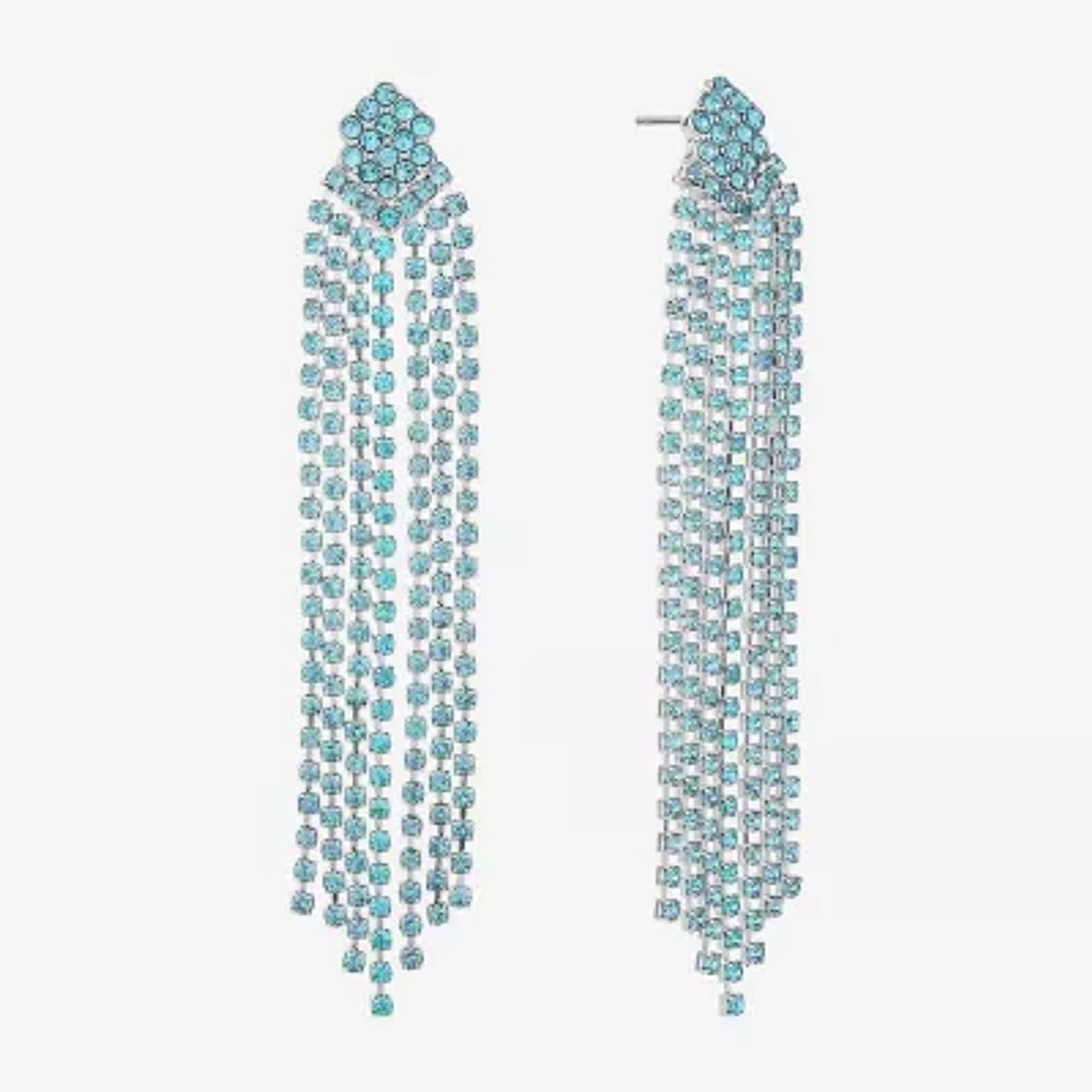 Monet Jewelry Silver Tone Glass Chandelier Earrings