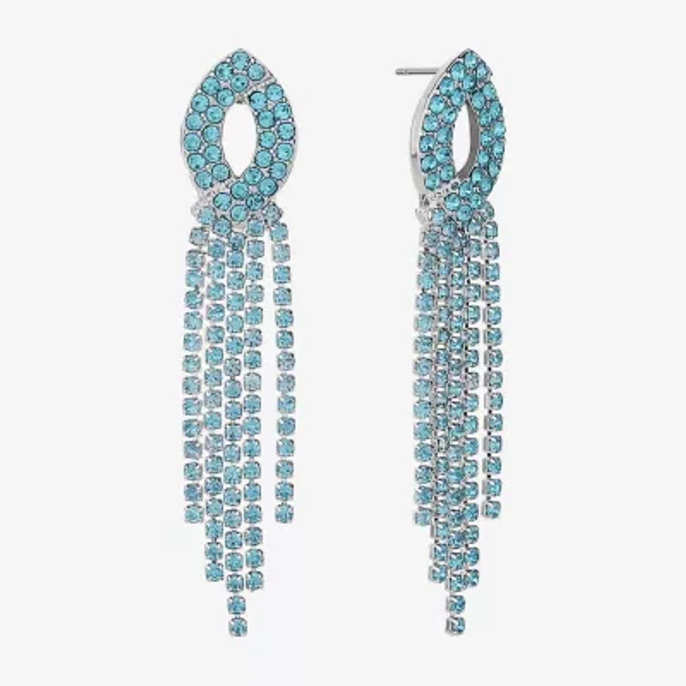 Monet Jewelry Silver Tone Glass Chandelier Earrings