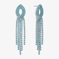 Monet Jewelry Silver Tone Glass Chandelier Earrings